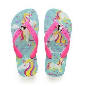 Havaianas Ice Blue & Shocking Pink Unicorn Fantasy Flip-Flop Toddler Girl 10